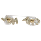 Chanel Gold Rhinestone Logo Earrings — view 3