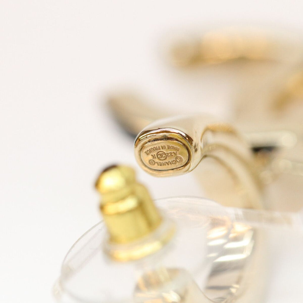 Chanel Gold Big CC Logo Hoop Earrings — view 5