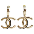 Chanel Gold Big CC Logo Hoop Earrings