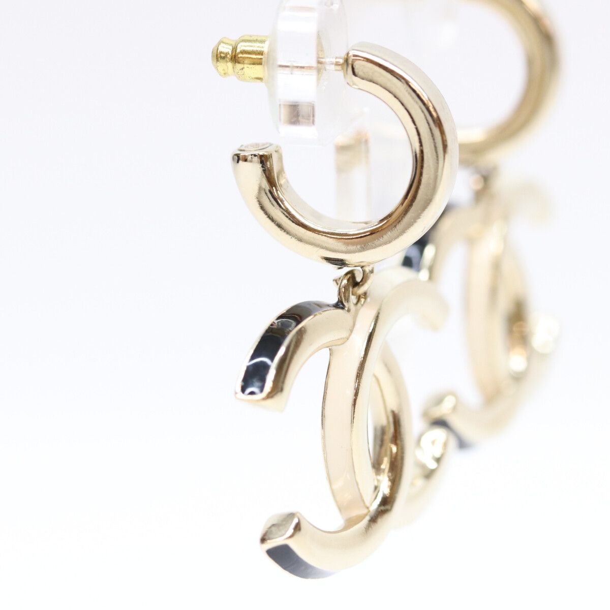 Chanel Gold Big CC Logo Hoop Earrings — view 4
