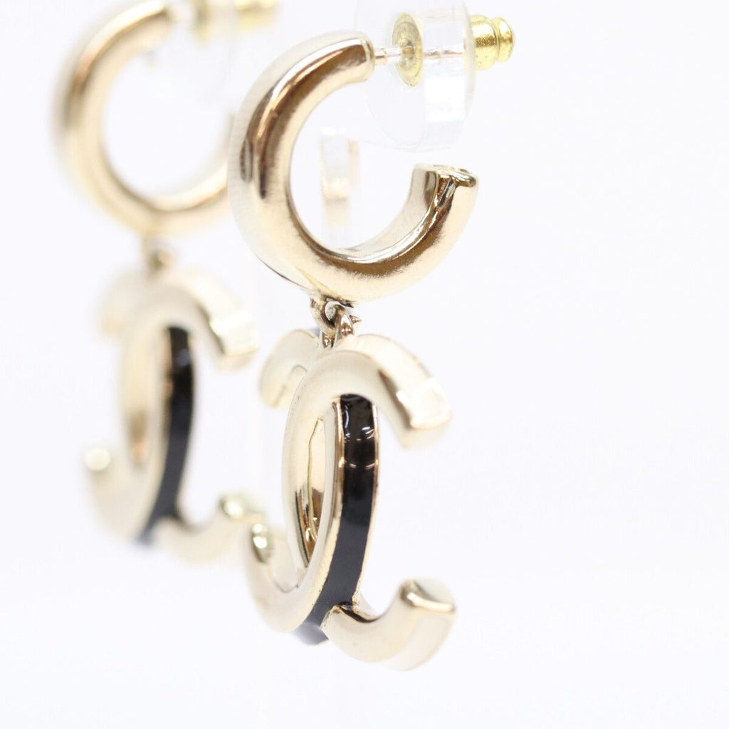 Chanel Gold Big CC Logo Hoop Earrings — view 2
