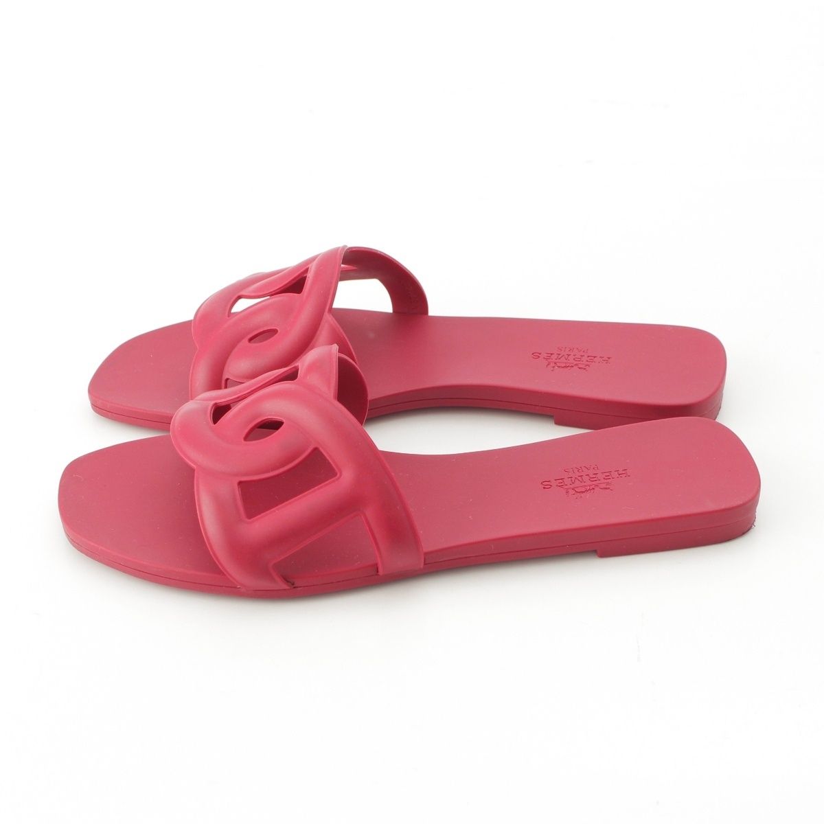 Hermes Aloha Lava Flat Sandals Red — view 3