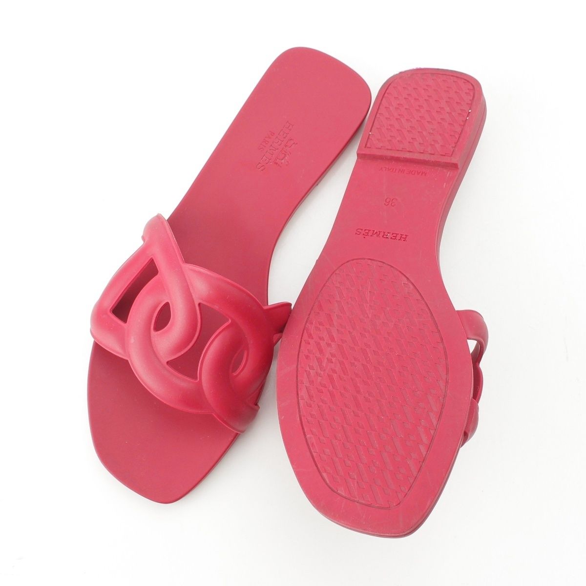 Hermes Aloha Lava Flat Sandals Red — view 5