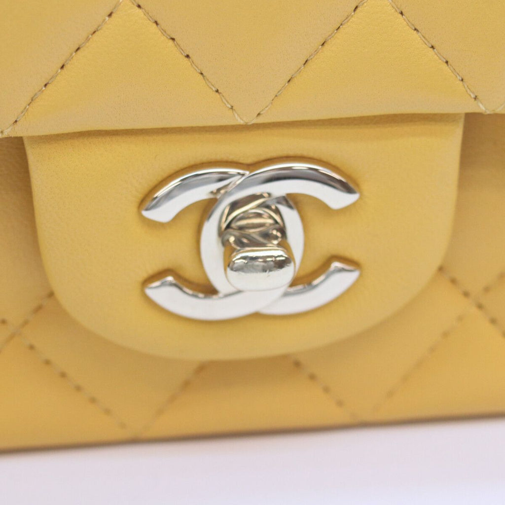 Chanel Yellow Lamb Top Handle Mini Quilted 20 — view 7