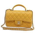 Chanel Yellow Lamb Top Handle Mini Quilted 20