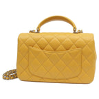 Chanel Yellow Lamb Top Handle Mini Quilted 20 — view 4