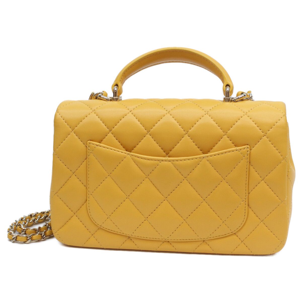 Chanel Yellow Lamb Top Handle Mini Quilted 20 — view 4
