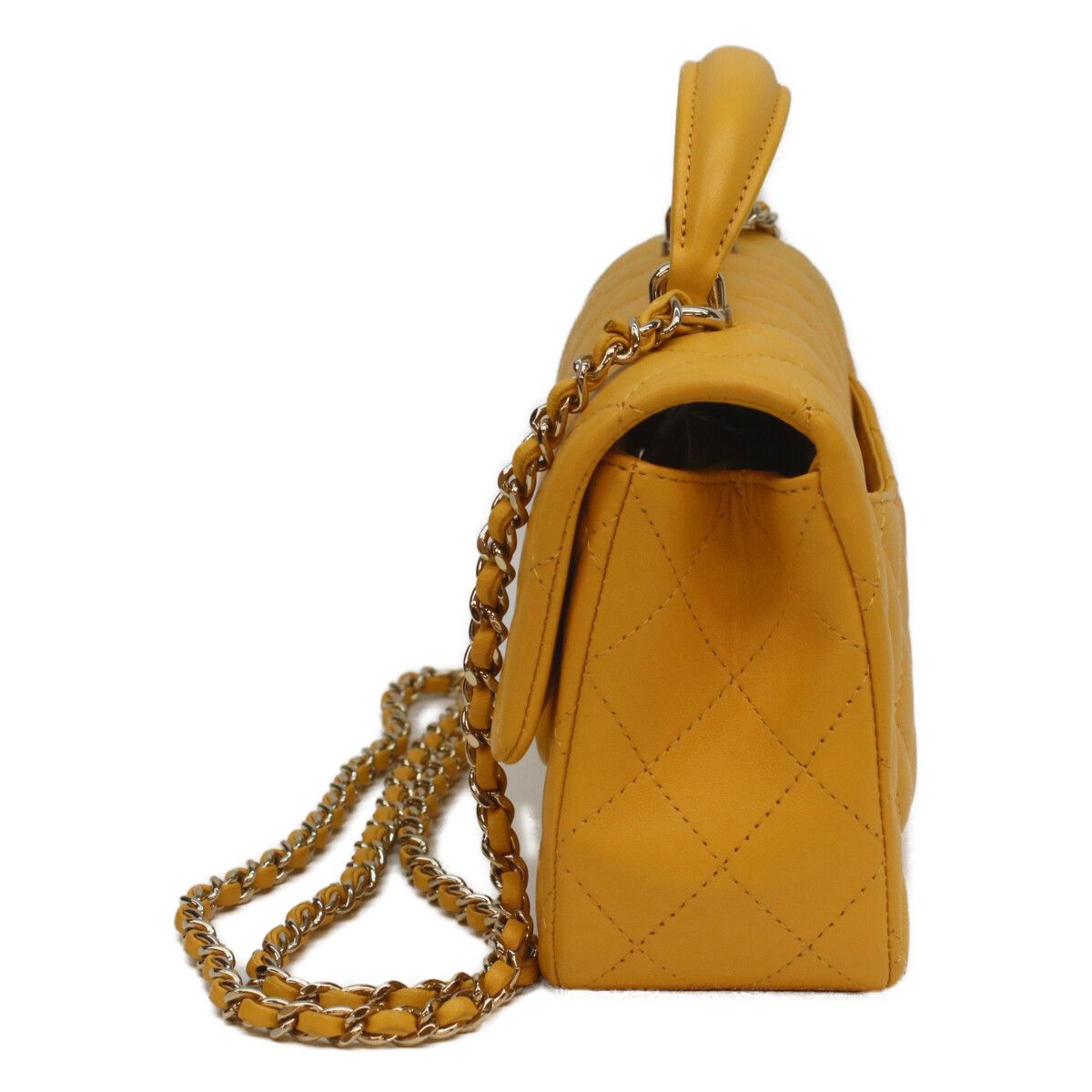 Chanel Yellow Lamb Top Handle Mini Quilted 20 — view 3