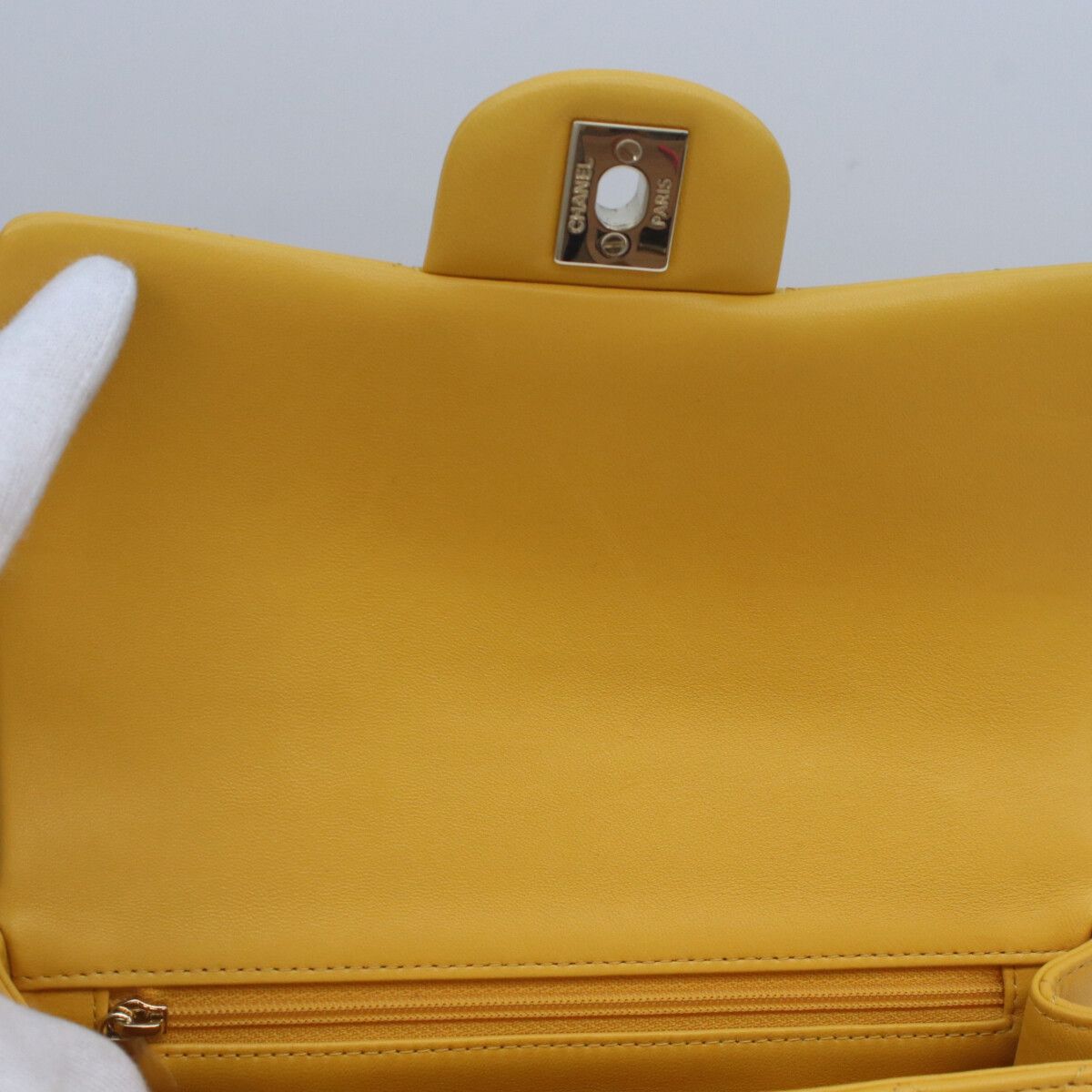 Chanel Yellow Lamb Top Handle Mini Quilted 20 — view 8