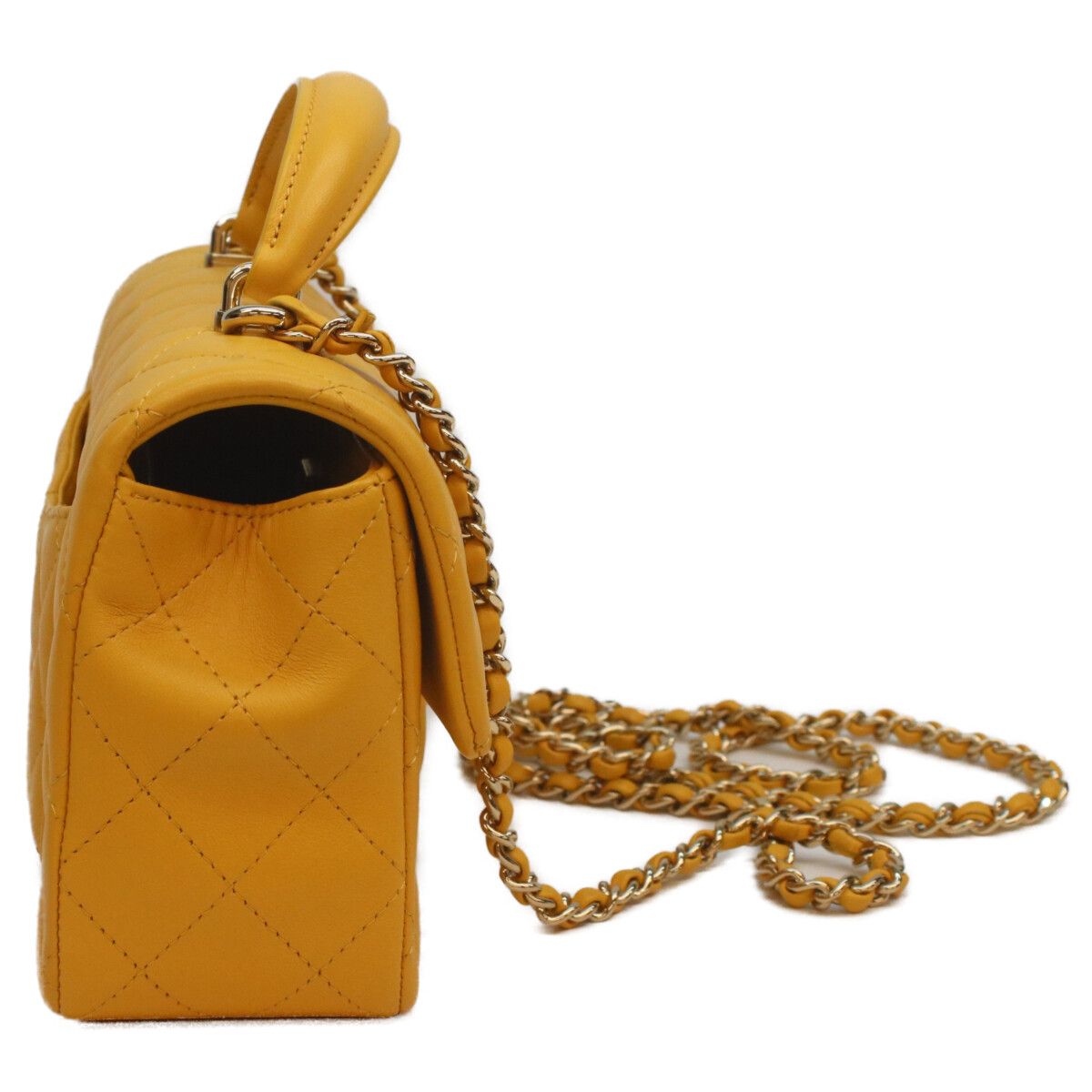 Chanel Yellow Lamb Top Handle Mini Quilted 20 — view 5