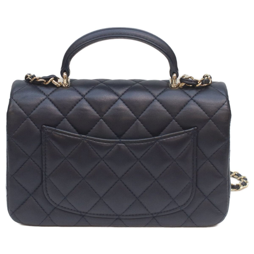 Chanel Navy Lamb Quilted 20 Top Handle Chain — view 3