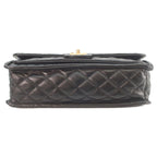 Chanel Black Shiny Lamb Gold Quilted Single Flap Double Chain Shoulder — view 5
