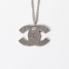 Chanel Necklace CC Logo Border Orange Pink Silver 05 — view 3