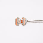 Chanel Necklace CC Logo Border Orange Pink Silver 05 — view 5