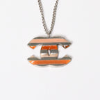 Chanel Necklace CC Logo Border Orange Pink Silver 05 — view 2