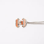 Chanel Necklace CC Logo Border Orange Pink Silver 05 — view 6