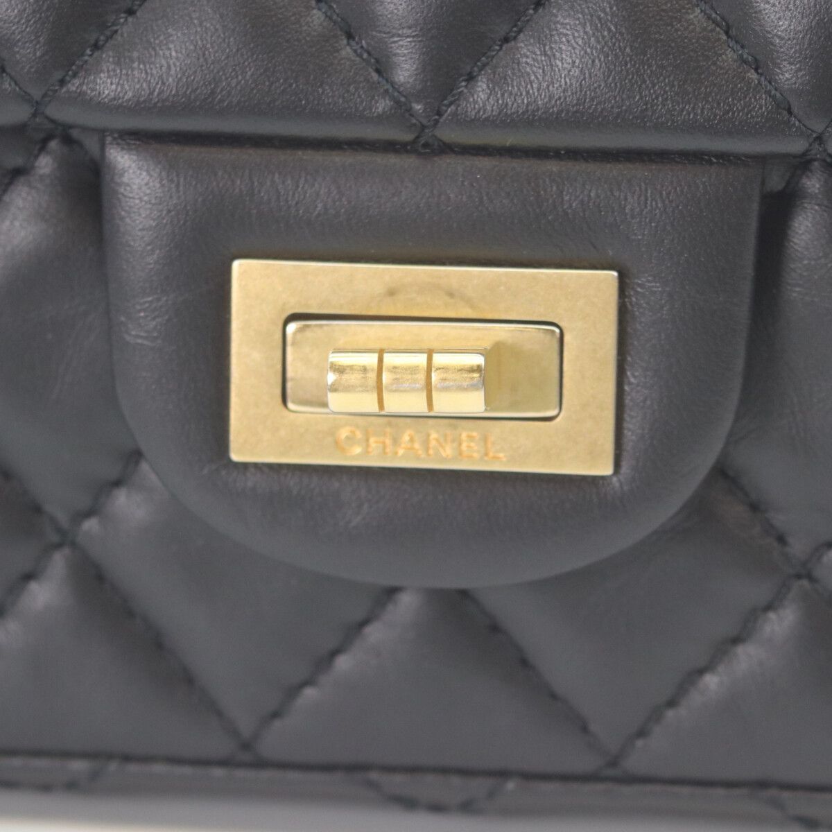 Chanel Black Vintage Calf Gold Quilted 2.55 Mini Chain Handbag — view 6