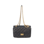 Chanel Black Vintage Calf Gold Quilted 2.55 Mini Chain Handbag