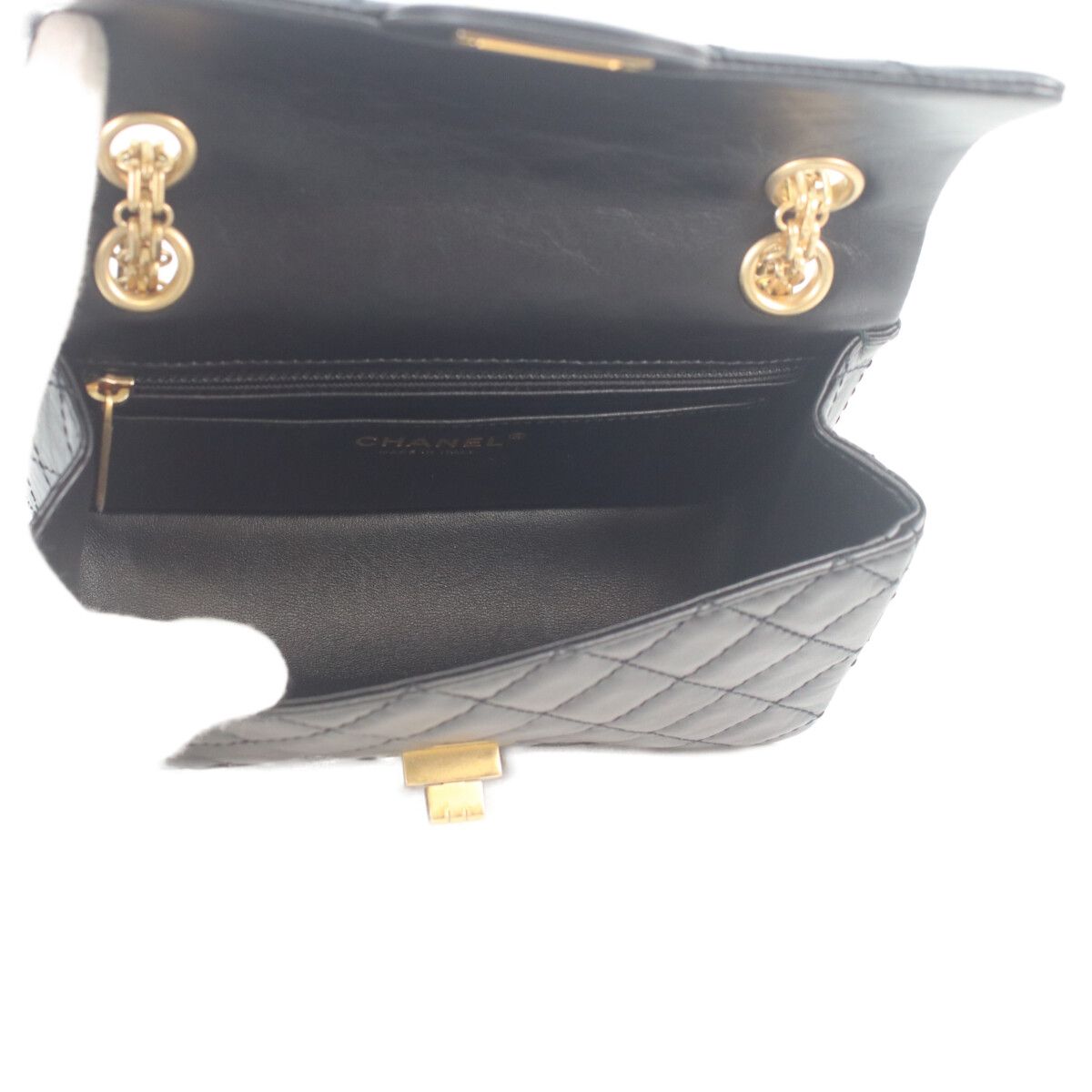 Chanel Black Vintage Calf Gold Quilted 2.55 Mini Chain Handbag — view 7