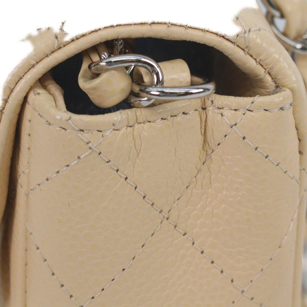 Chanel Beige Caviar Silver Mini Quilted 20 Shoulder — view 9