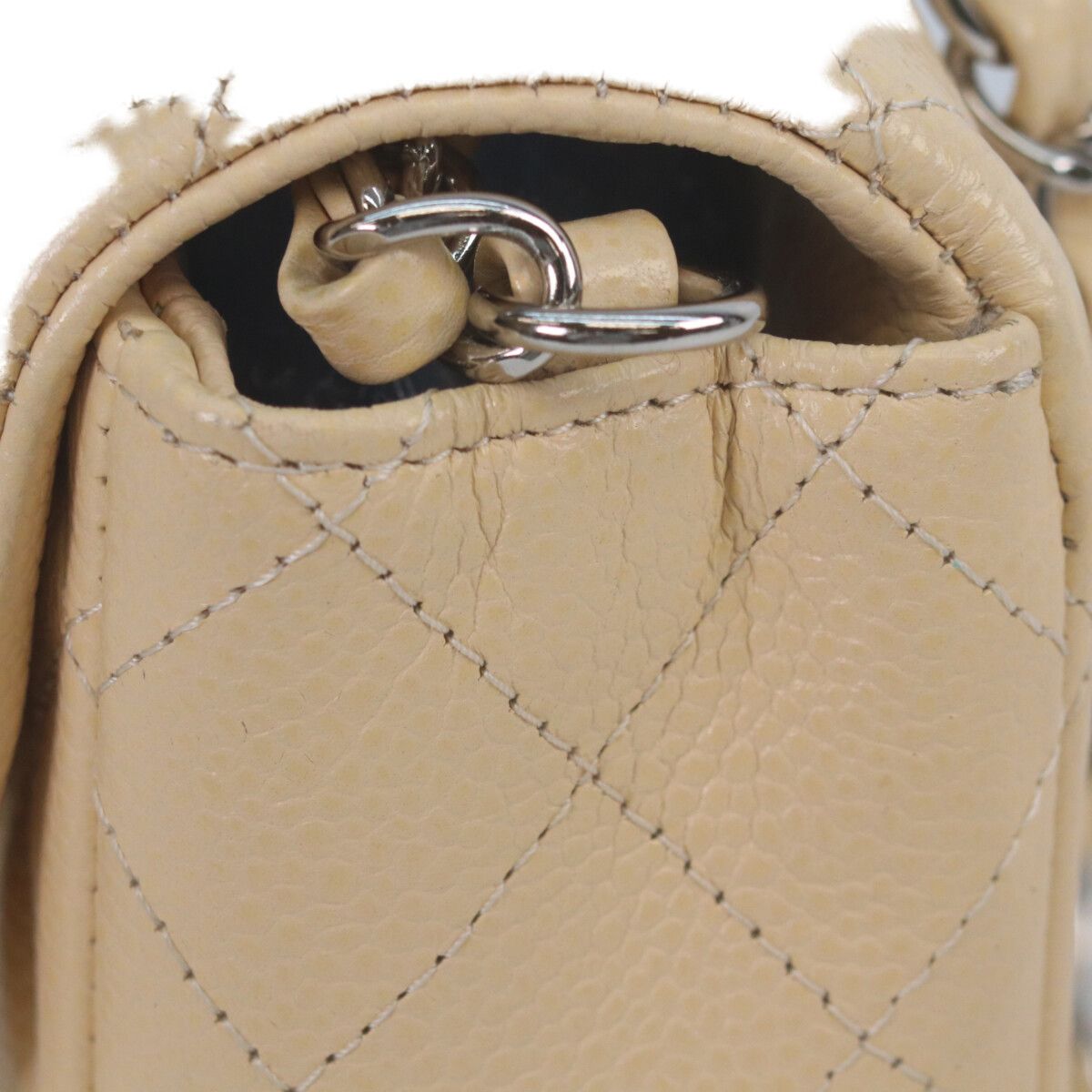 Chanel Beige Caviar Silver Mini Quilted 20 Shoulder — view 9