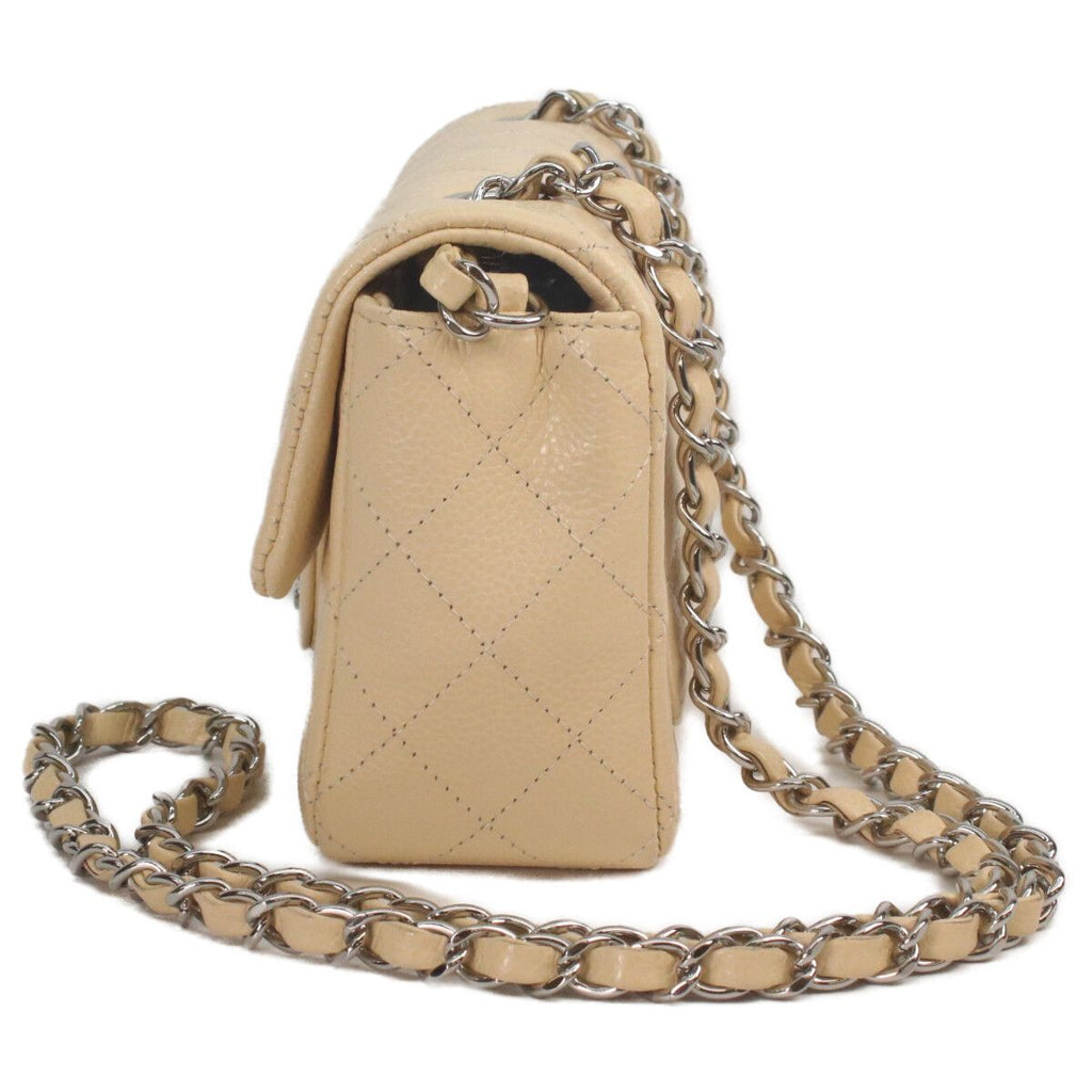 Chanel Beige Caviar Silver Mini Quilted 20 Shoulder — view 5