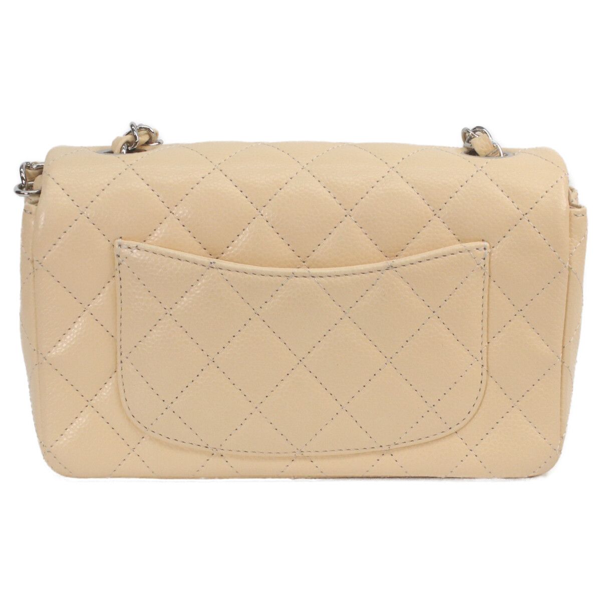 Chanel Beige Caviar Silver Mini Quilted 20 Shoulder — view 6