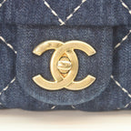 Chanel Indigo Denim Gold Single Flap Quilted Chain — view 6