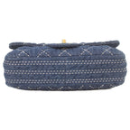 Chanel Indigo Denim Gold Single Flap Quilted Chain — view 5