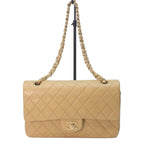 Chanel Beige Lamb Gold Quilted 25 Shoulder