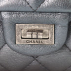 Chanel Metallic Blue Gray Vintage Calf Silver Quilted 2.55 Large Chain Handbag — view 6