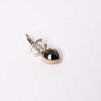 Chanel Earrings CC Logo Heart Black Silver 06 — view 4