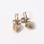 Chanel Earrings CC Logo Heart Black Silver 06 — view 2