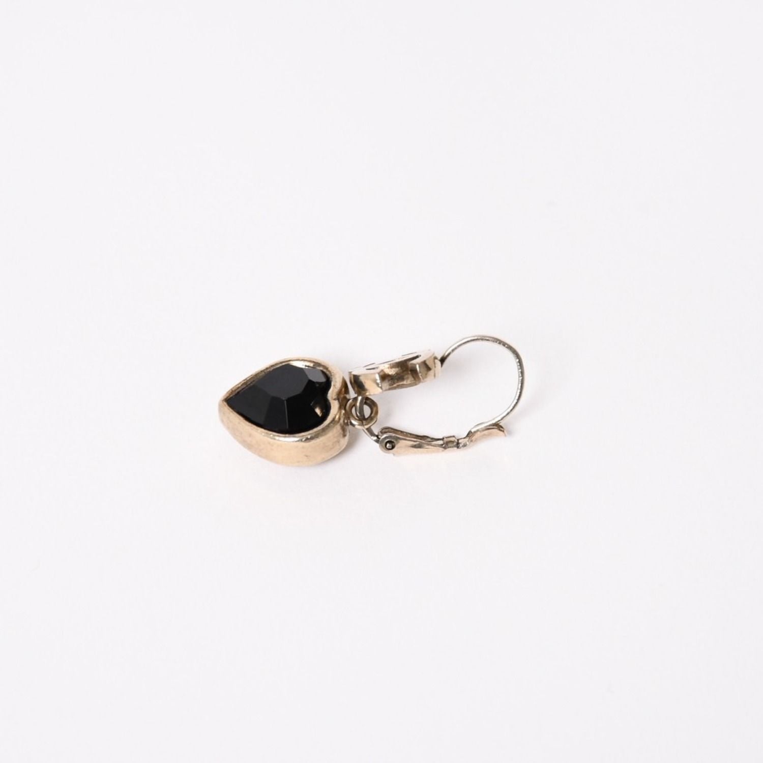 Chanel Earrings CC Logo Heart Black Silver 06 — view 5
