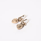 Chanel Earrings CC Logo Heart Black Silver 06 — view 6