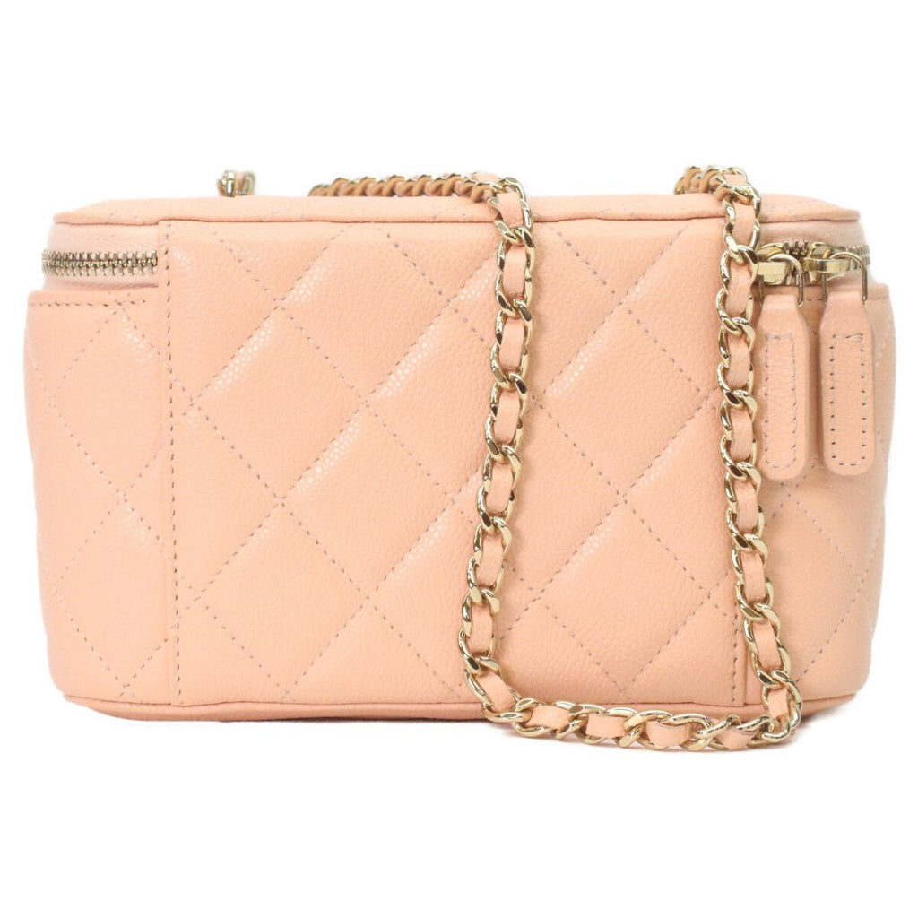 Chanel Pink Beige Caviar Gold Chain Vanity — view 3