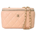 Chanel Pink Beige Caviar Gold Chain Vanity