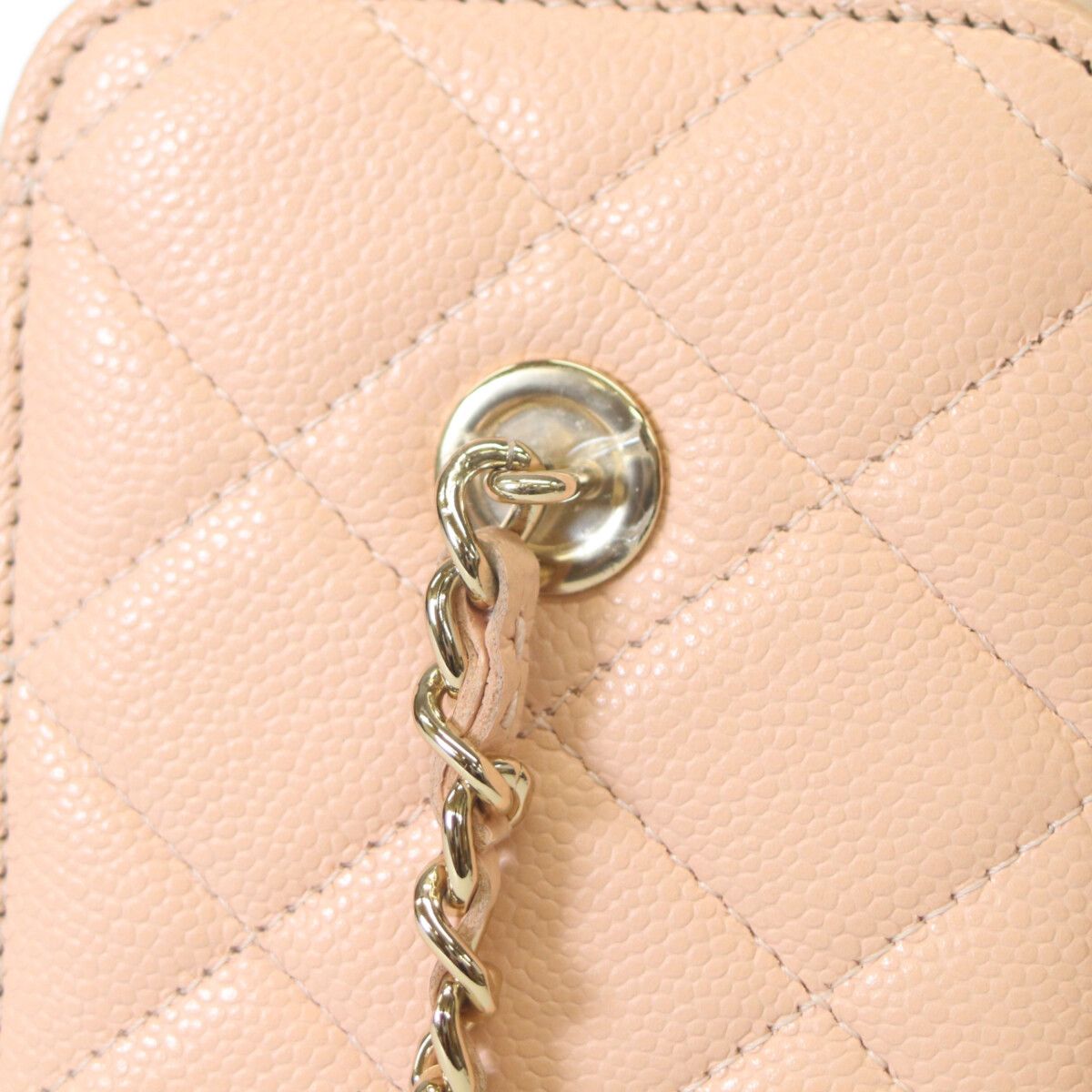 Chanel Pink Beige Caviar Gold Chain Vanity — view 7