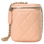 Chanel Pink Beige Caviar Gold Chain Vanity — view 4