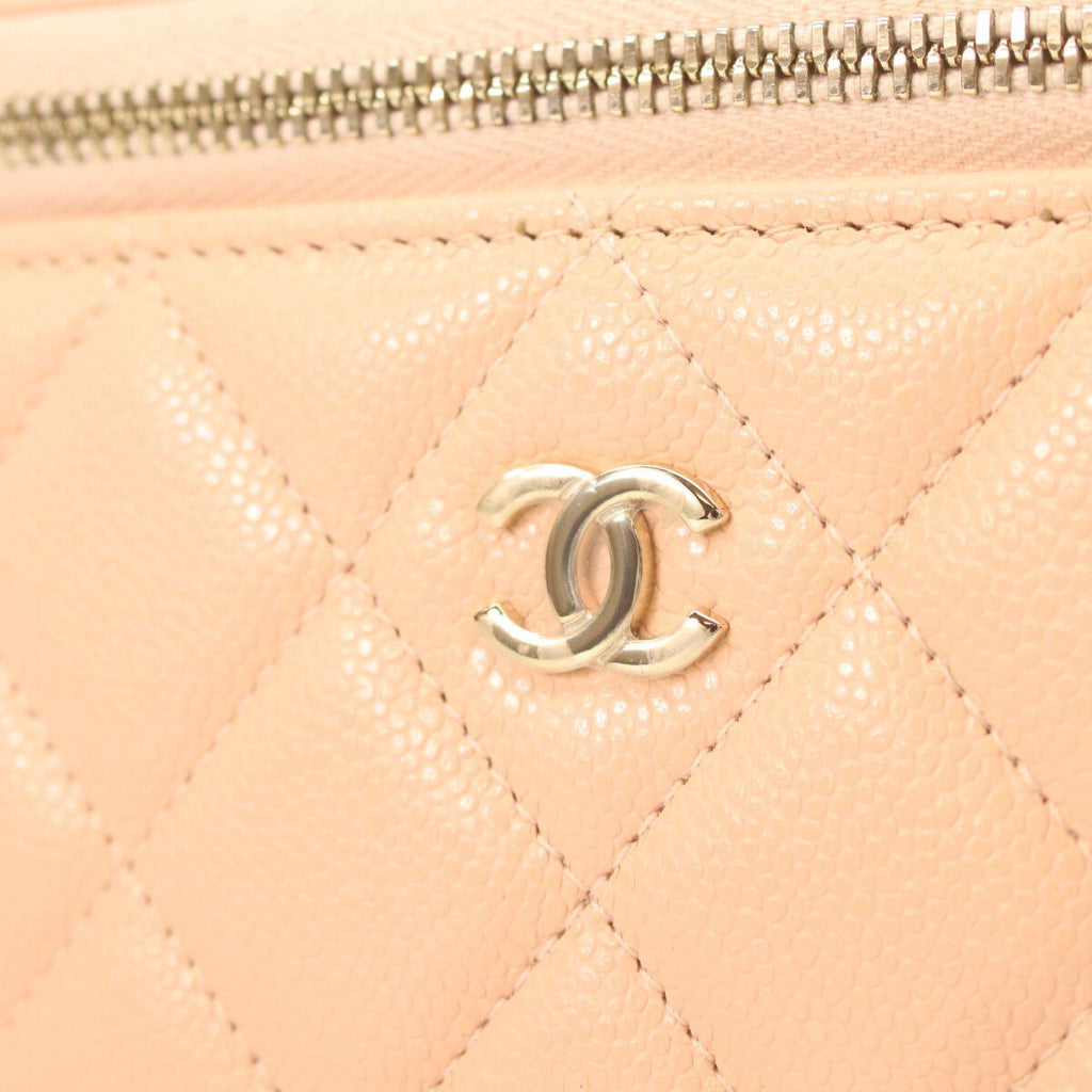 Chanel Pink Beige Caviar Gold Chain Vanity — view 6