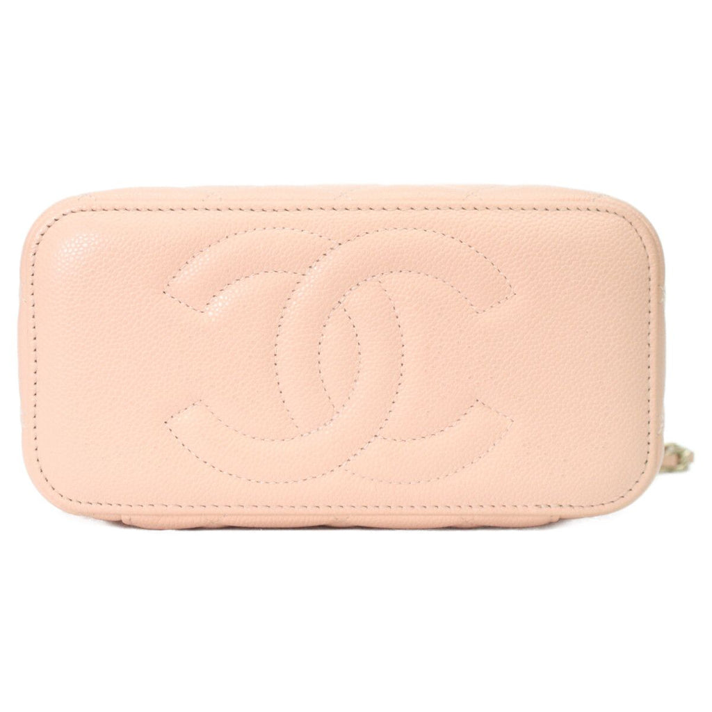 Chanel Pink Beige Caviar Gold Chain Vanity — view 5