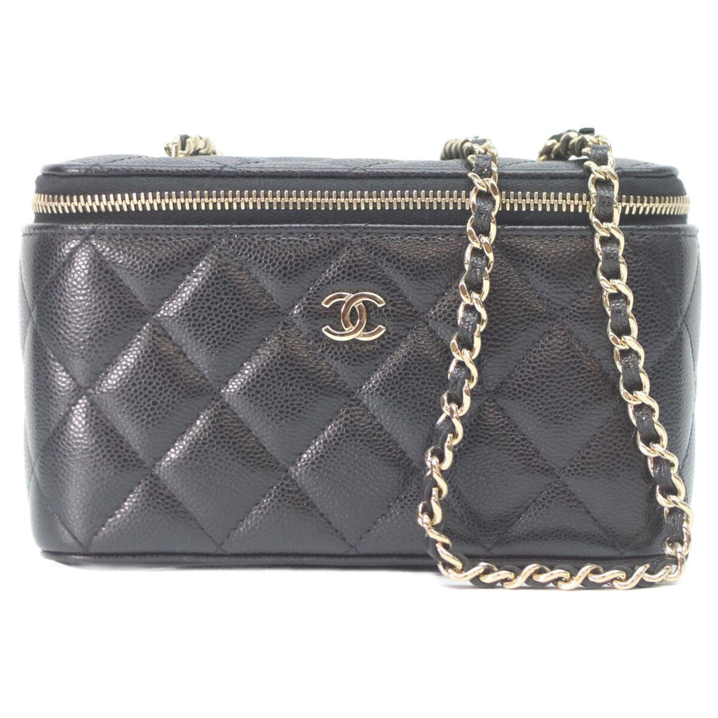 Chanel Black Caviar Gold Vanity Chain Shoulder