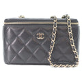 Chanel Black Caviar Gold Vanity Chain Shoulder