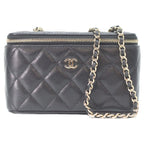 Chanel Black Caviar Gold Vanity Chain Shoulder