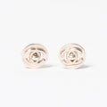 Chanel CC Logo Earrings 97 Button Metal Silver
