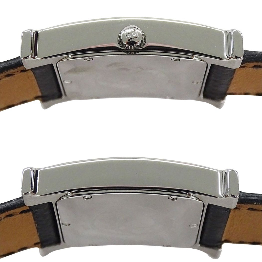 Hermes Watch Boys Quartz Stainless Steel Leather Silver Black a Polished — view 3