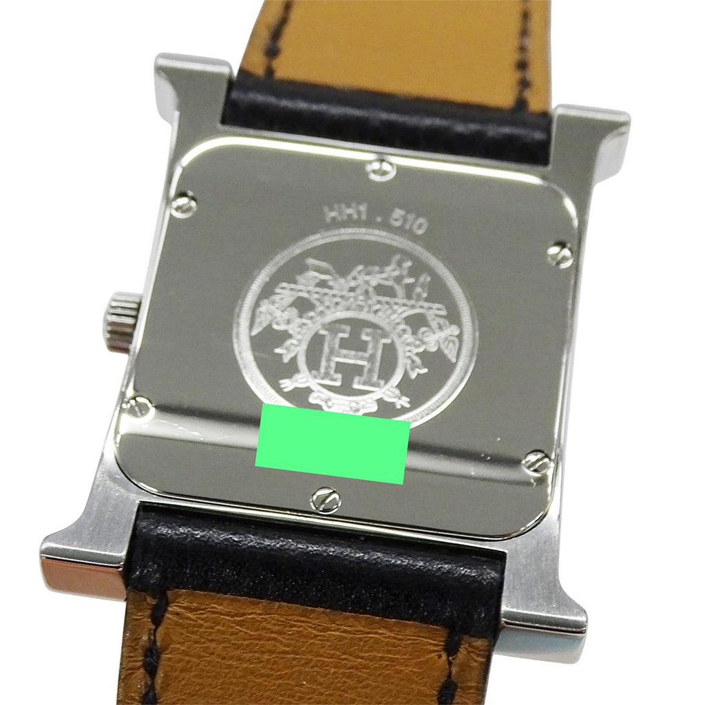 Hermes Watch Boys Quartz Stainless Steel Leather Silver Black a Polished — view 7