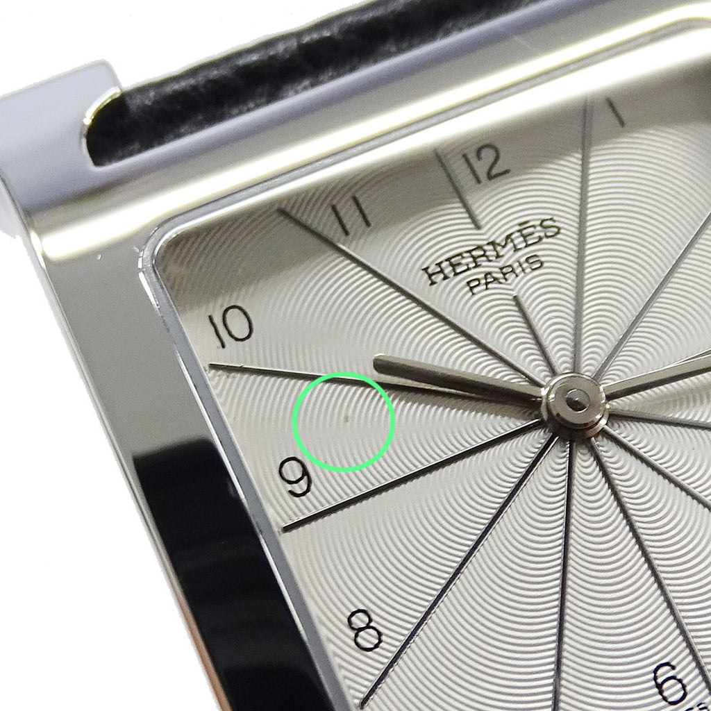 Hermes Watch Boys Quartz Stainless Steel Leather Silver Black a Polished — view 6