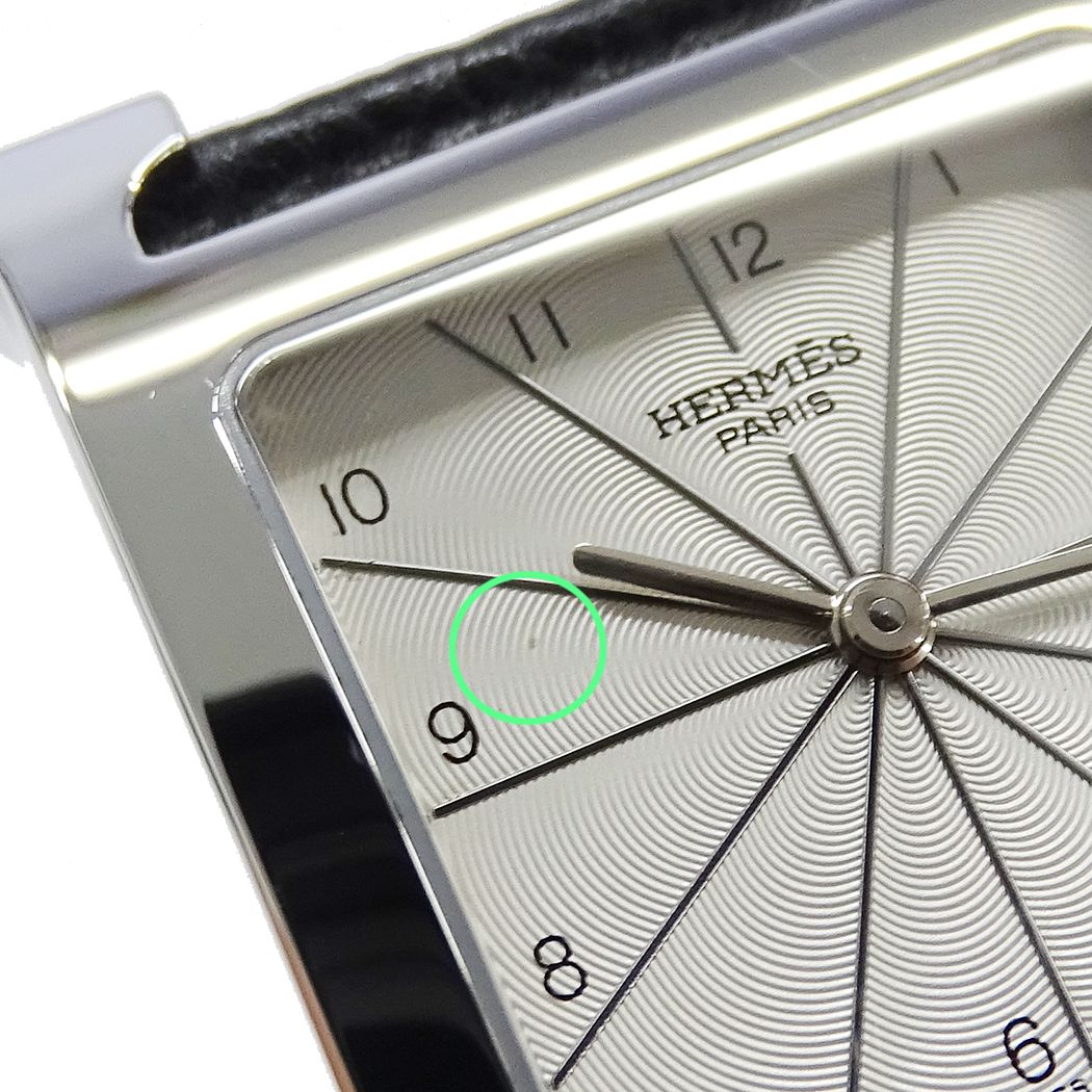 Hermes Watch Boys Quartz Stainless Steel Leather Silver Black a Polished — view 6