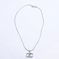 Chanel CC Logo Necklace Light Stone Silver